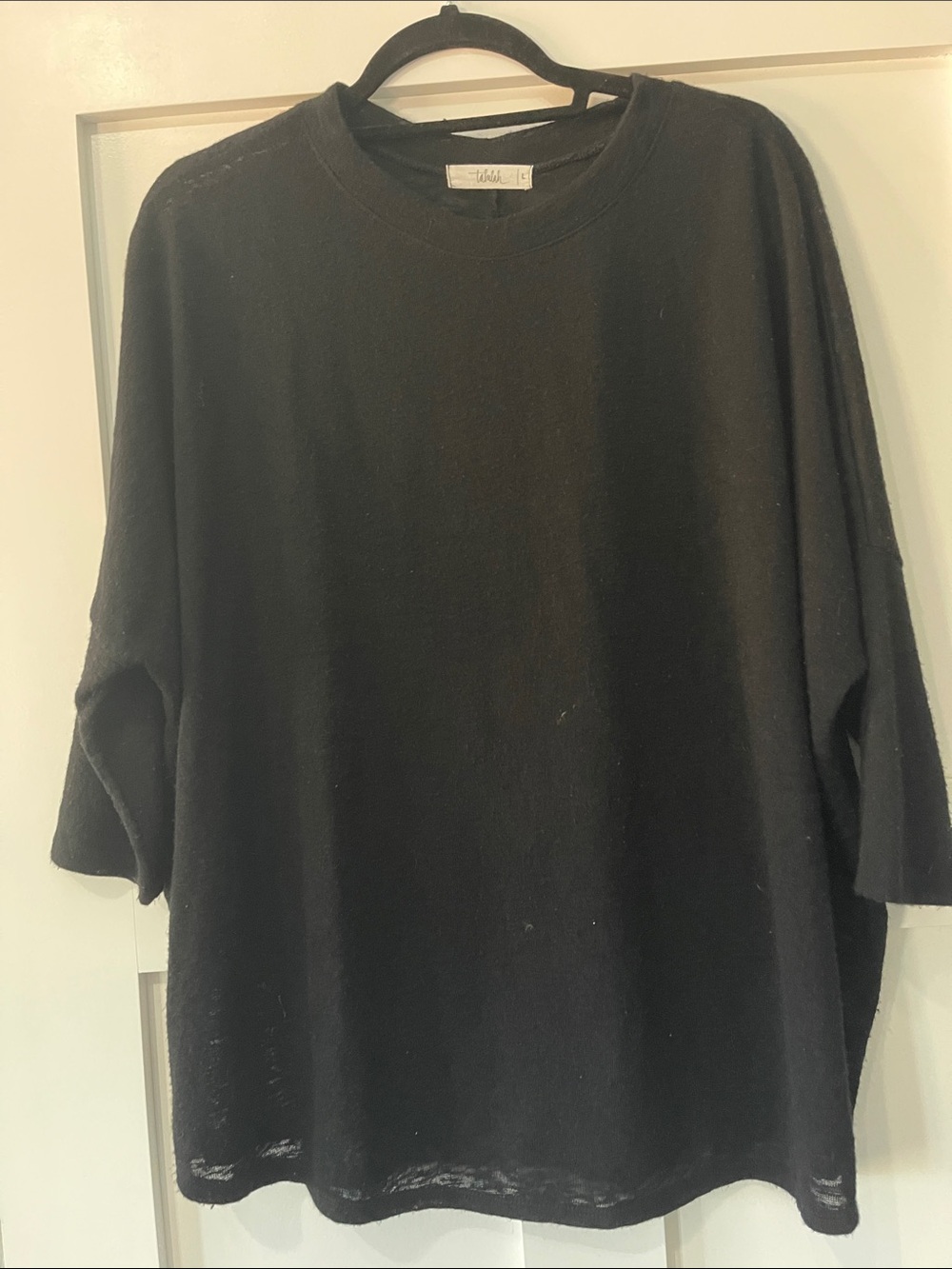 TALULAH Relaxed Black Crewneck Tunic Top Size L